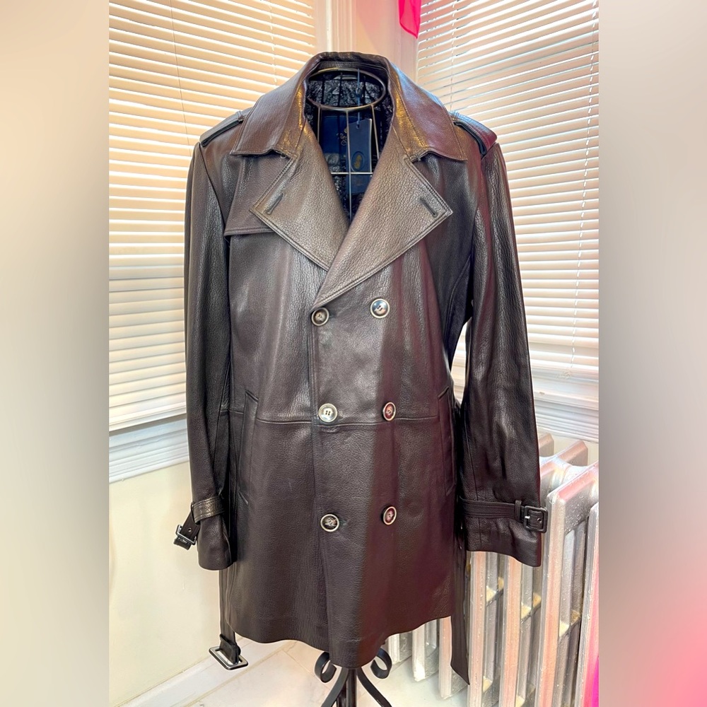 MENS LAMBSKIN LEATHER TRENCH COAT